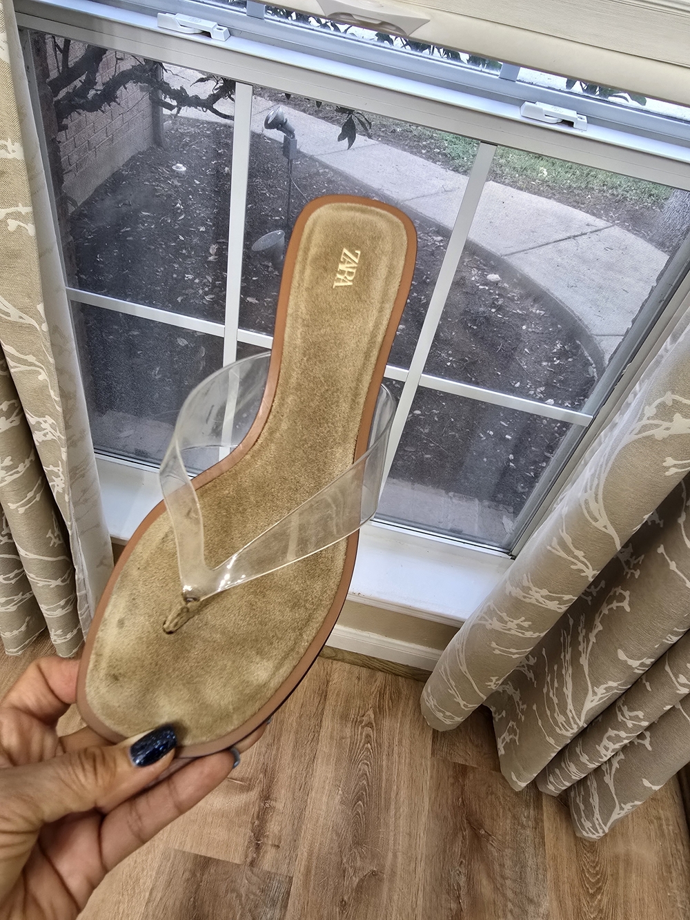 Zara Clear Strap Tan Block Heel Sandals - Picture 8 of 10